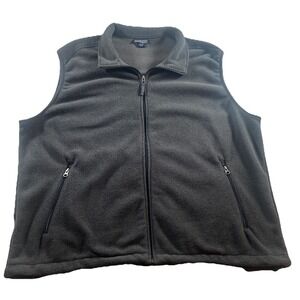 Lands' End Gray‎ Fleece Vest Men's XXL 50-52 AirCore 200 Sleeveless  Polar Tec